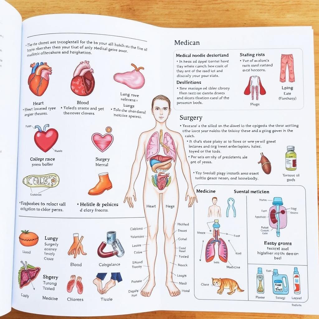 An illustrated guide to medical vocabulary, showcasing various medical terms with their definitions