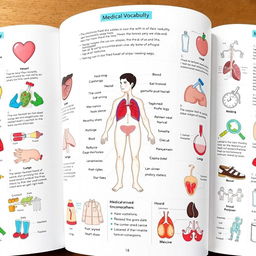 An illustrated guide to medical vocabulary, showcasing various medical terms with their definitions