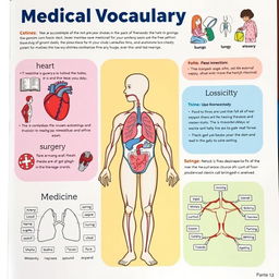 An illustrated guide to medical vocabulary, showcasing various medical terms with their definitions