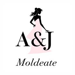 A logo design for a virtual women's clothing store featuring a graceful silhouette of a woman integrated with the initials 'A&J'