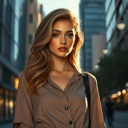 Una interpretación súper realista de una figura femenina en un entorno urbano contemporáneo