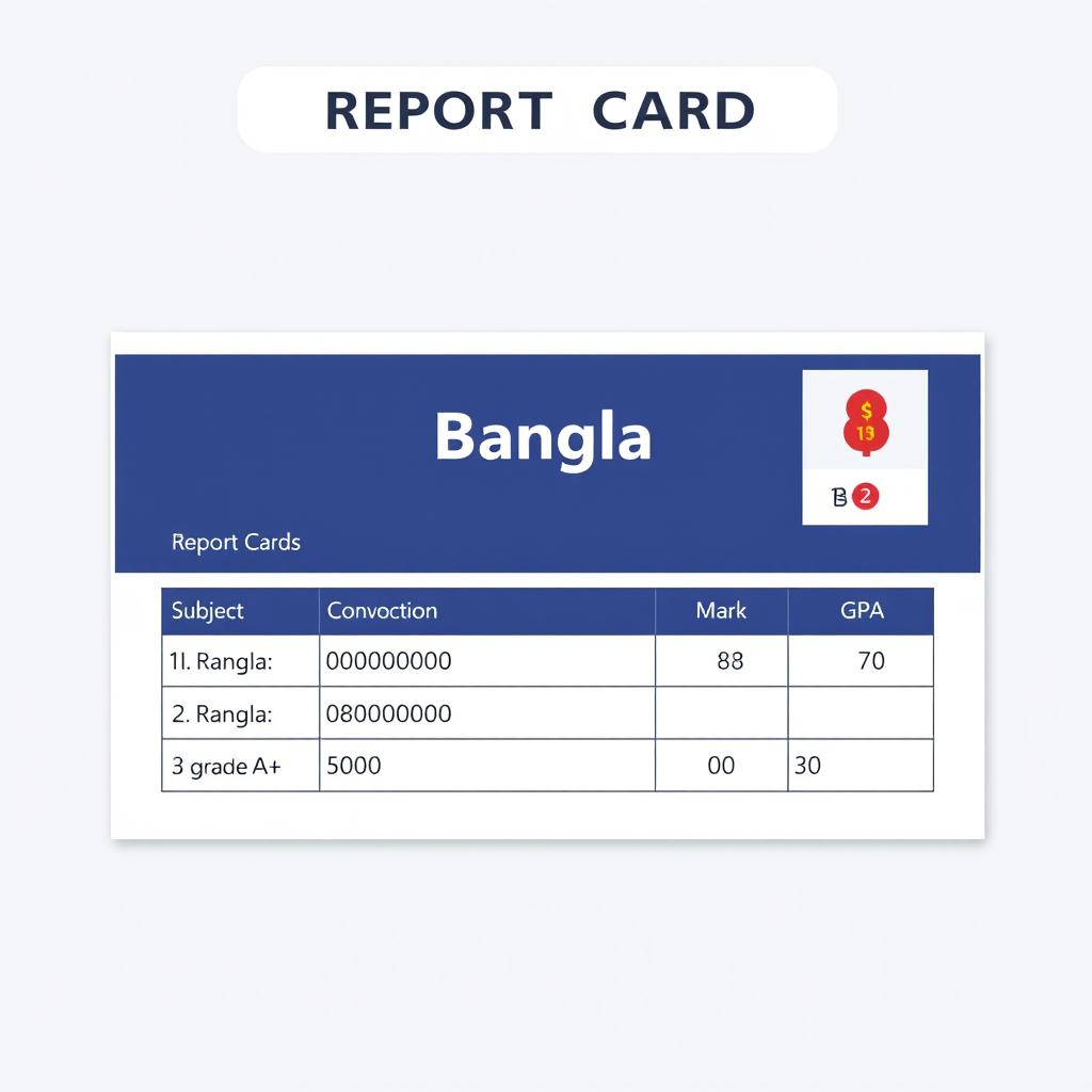 An academic report card layout displaying the subject Bangla