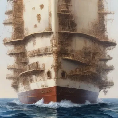 The painting showcased the intricate details of an accommodation ladder hanging over the side of a ship, beautifully capturing its purpose and design.
