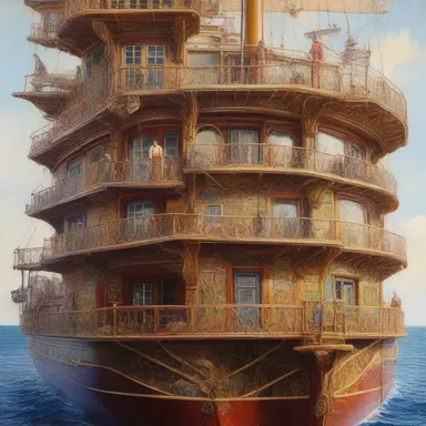The painting showcased the intricate details of an accommodation ladder hanging over the side of a ship, beautifully capturing its purpose and design.