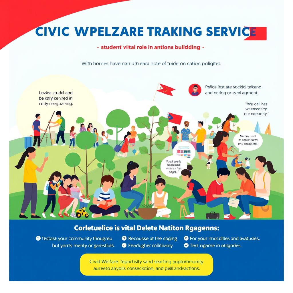 A visually striking digital poster for a Civic Welfare Training Service program, featuring a tagline about students' vital role in nation building