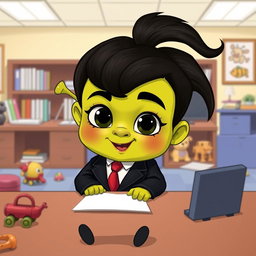 A humorous illustration of Lord Farquaad from 'Shrek' reimagined as the Boss Baby character