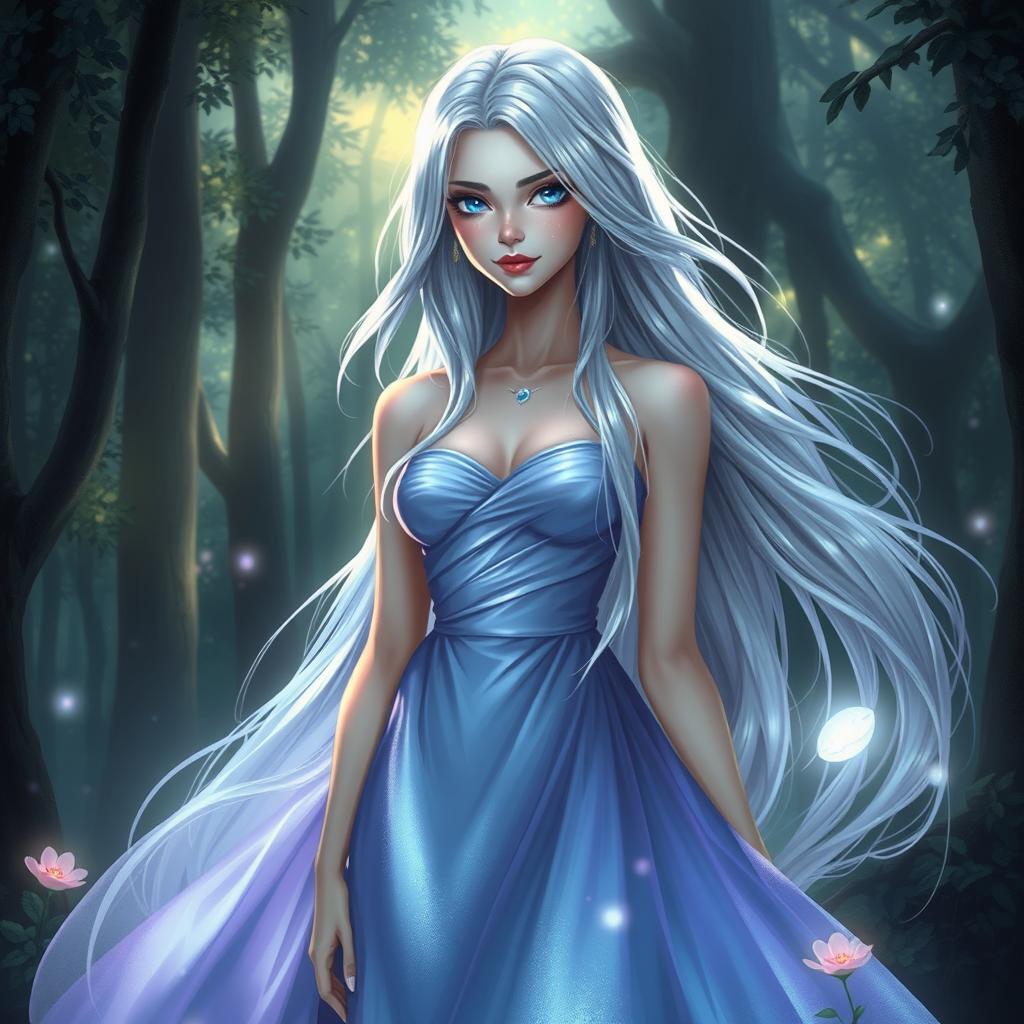 A captivating and mysterious character named Clio, with an elegant and ethereal appearance