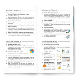 An educational overview designed like a textbook layout focusing on accounting principles and practices
