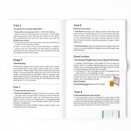 An educational overview designed like a textbook layout focusing on accounting principles and practices