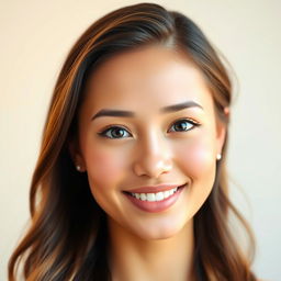 A stunningly clean and polished portrait of a young woman with flawless skin