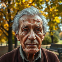 A portrait of an elderly person with distinctive features showing wisdom and experience