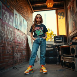 Aesthetic photograph inspired by the 1990s, featuring vibrant colors and nostalgic elements