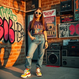 Aesthetic photograph inspired by the 1990s, featuring vibrant colors and nostalgic elements