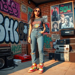 Aesthetic photograph inspired by the 1990s, featuring vibrant colors and nostalgic elements
