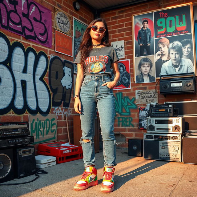 Aesthetic photograph inspired by the 1990s, featuring vibrant colors and nostalgic elements