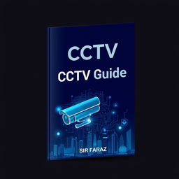 A modern book cover design for the title "CCTV Guide" by Sir Faraz, featuring a sleek and futuristic look