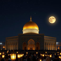 A breathtaking view of the shrine of Imam Hasan Mojtaba, illuminated at night