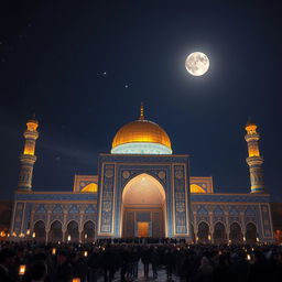 A breathtaking view of the shrine of Imam Hasan Mojtaba, illuminated at night
