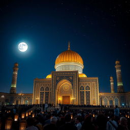 A breathtaking view of the shrine of Imam Hasan Mojtaba, illuminated at night
