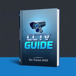 A sleek and modern book cover for 'CCTV Guide' by Sir Faraz 2025, featuring a high-tech design with a prominent illustration of a CCTV camera