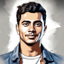 A high-quality digital art portrait of a person named Diego Ybarra