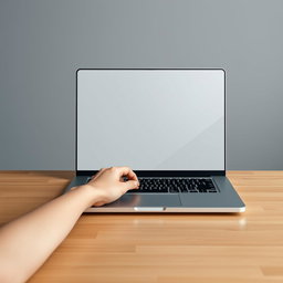 A minimalist photograph captured in stunning 8k resolution, showcasing light-skinned hands typing on a laptop keyboard