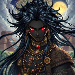 A Light Novel cover in the Genshin Impact art style featuring a striking black male character with long, flowing black hair that shines with a lustrous glow