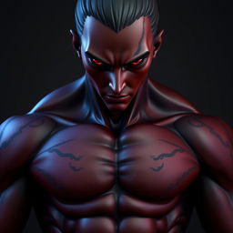 A front view of a Genshin Impact character model, depicting a man embodying both expressive and raw beauty