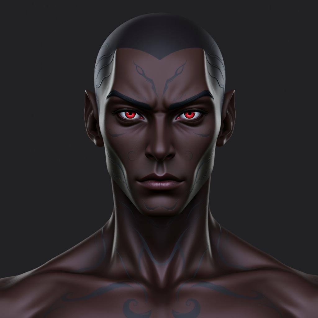 A front view of a Genshin Impact character model, depicting a man embodying both expressive and raw beauty