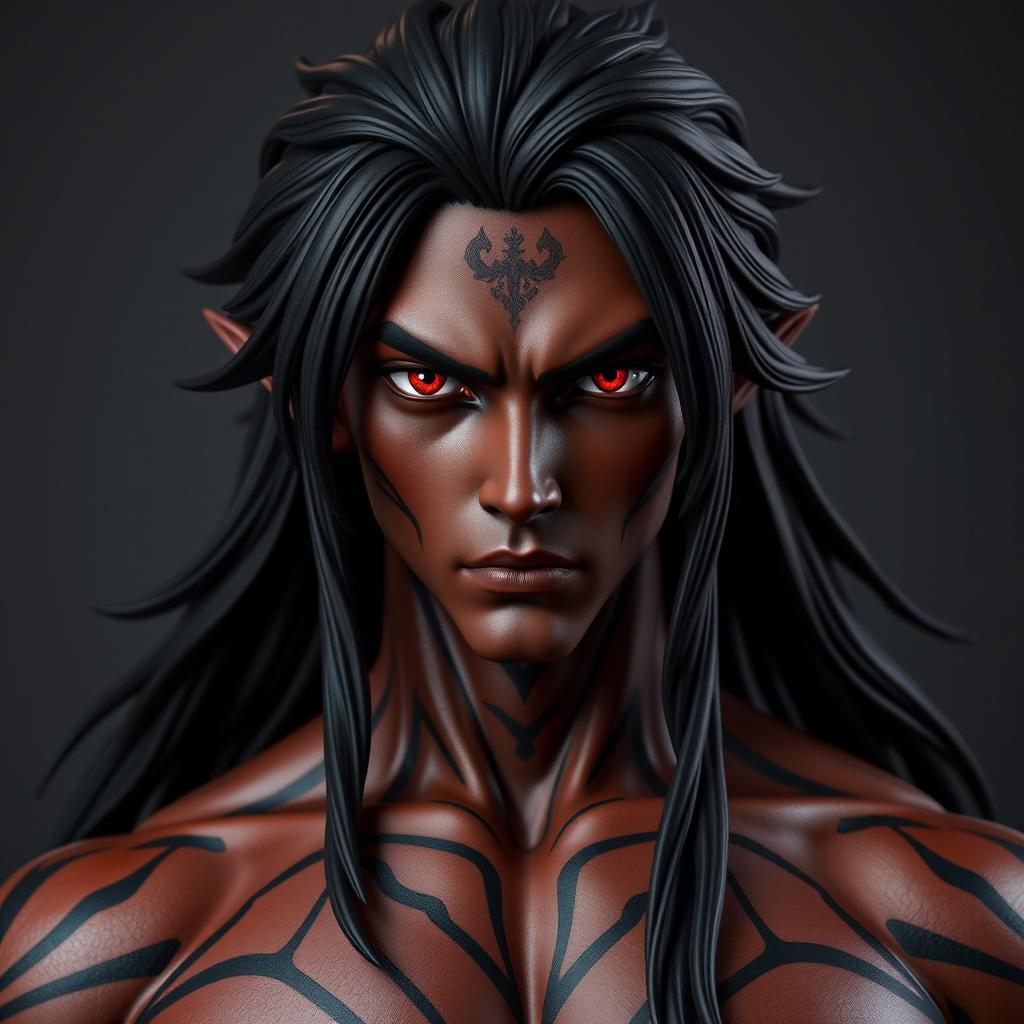A front view of a Genshin Impact character model showcasing a man with expressive yet raw beauty