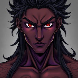 A front view of a character in the Genshin Impact style depicting a man with expressive yet raw beauty