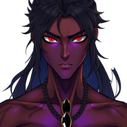 A front view of a character in the Genshin Impact style depicting a man with expressive yet raw beauty