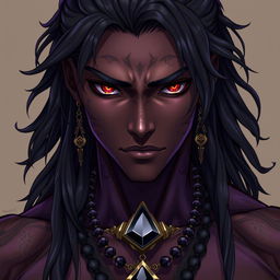 A front view of a character in the Genshin Impact style depicting a man with expressive yet raw beauty