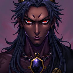A front view of a character in the Genshin Impact style depicting a man with expressive yet raw beauty
