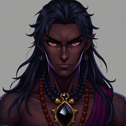 A front view of a character in the Genshin Impact style depicting a man with expressive yet raw beauty