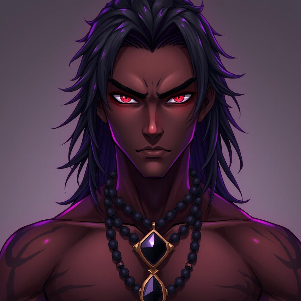 A front view of a character in the Genshin Impact style, showcasing a man with expressive yet raw beauty