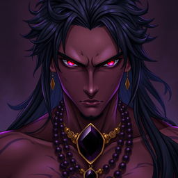 A front view of a character in the Genshin Impact style, showcasing a man with expressive yet raw beauty