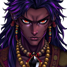 A front view of a character in the Genshin Impact style depicting a man with expressive yet raw beauty