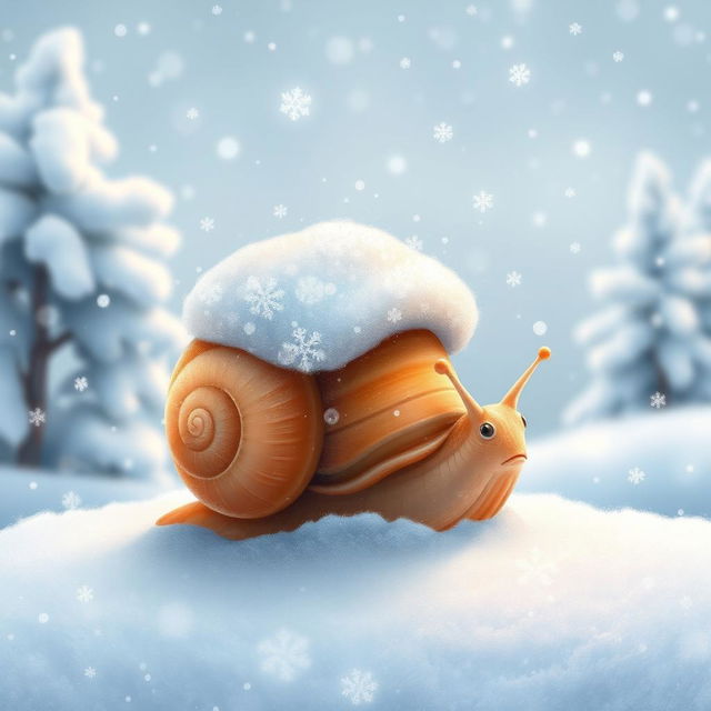 As a little snail, I bravely crawled out into the snowy landscape today