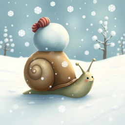 I am a little snail, and today I bravely crawled out into the snowy landscape