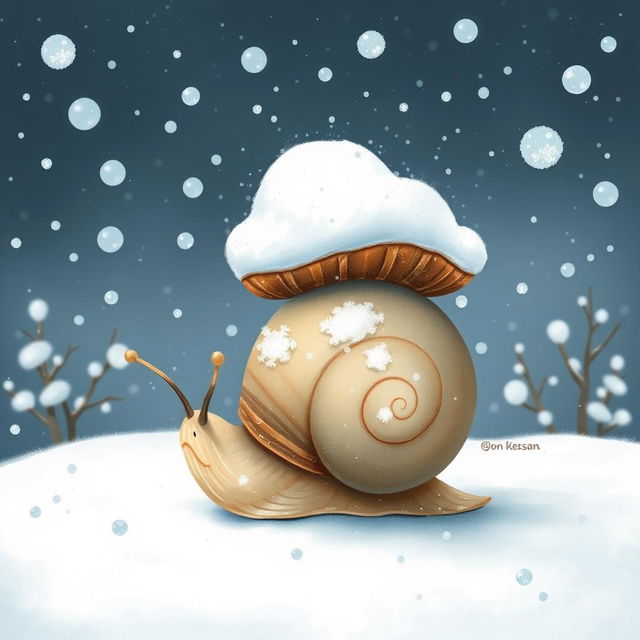 I am a little snail, and today I bravely crawled out into the snowy landscape