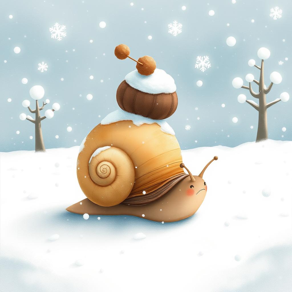 I am a little snail, and today I bravely crawled out into the snowy landscape