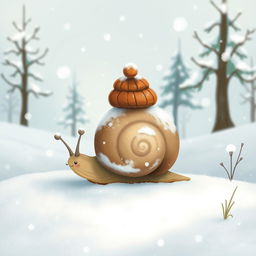 I am a little snail, and today I bravely crawled into the snowy landscape