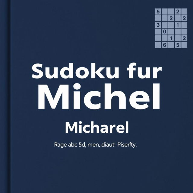 A minimalistic and elegant book cover design for a personalized Sudoku puzzle book titled 'Sudoku für Michael – Rätselspaß für einen klugen Kopf!'