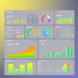 A modern and sleek dashboard showcasing various business indicators and metrics