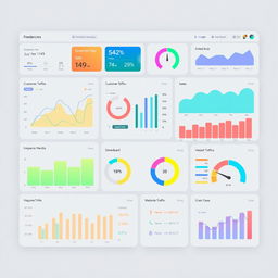 A modern and sleek dashboard showcasing various business indicators and metrics