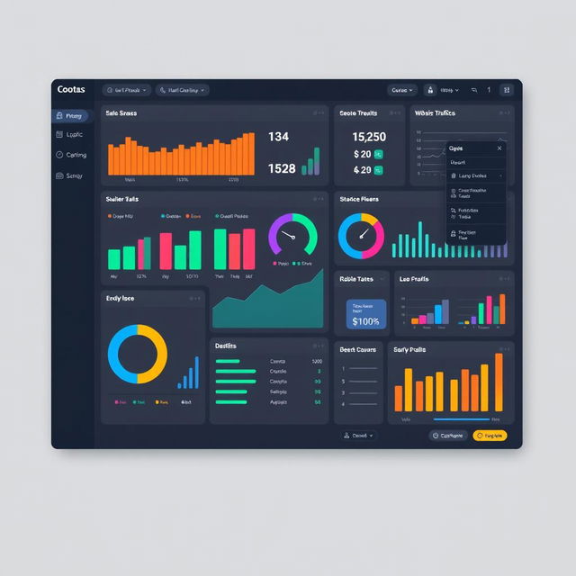 A modern and sleek dashboard showcasing various business indicators and metrics