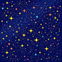 A pixel art representation of a starry sky, created in 32-bit style