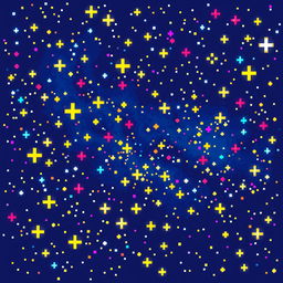 A pixel art representation of a starry sky, created in 32-bit style