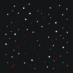A pixel art illustration of a starry sky set against a solid black background, crafted in 32-bit style